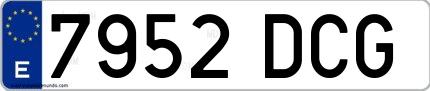 Ejemplo de matrícula española 7952 DCG