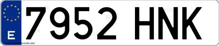 Ejemplo de matrícula española 7952 HNK