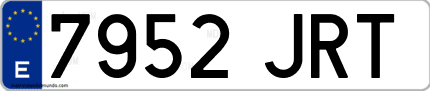 Ejemplo de matrícula de coche ordinaria 7952 JRT