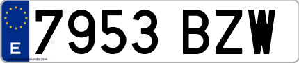 Ejemplo de matrícula de coche ordinaria 7953 BZW
