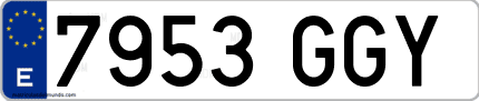 Ejemplo de matrícula de coche ordinaria 7953 GGY