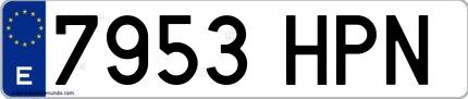 Ejemplo de matrícula española 7953 HPN