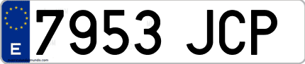 Ejemplo de matrícula de coche ordinaria 7953 JCP