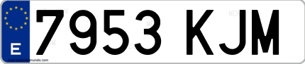 Ejemplo de matrícula de coche ordinaria 7953 KJM