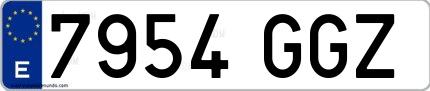 Ejemplo de matrícula española 7954 GGZ