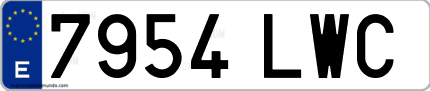 Ejemplo de matrícula de coche ordinaria 7954 LWC