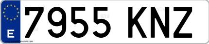Ejemplo de matrícula española 7955 KNZ