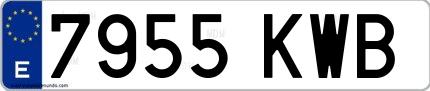 Ejemplo de matrícula española 7955 KWB