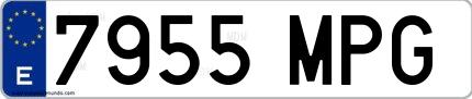 Ejemplo de matrícula española 7955 MPG
