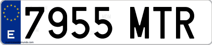 Ejemplo de matrícula de coche ordinaria 7955 MTR