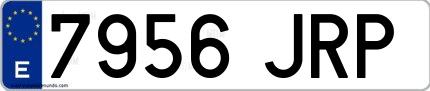 Ejemplo de matrícula española 7956 JRP
