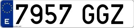 Ejemplo de matrícula española 7957 GGZ