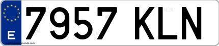 Ejemplo de matrícula española 7957 KLN