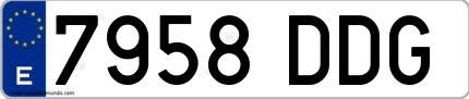 Ejemplo de matrícula española 7958 DDG