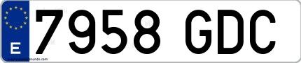 Ejemplo de matrícula española 7958 GDC