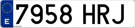 Ejemplo de matrícula española 7958 HRJ