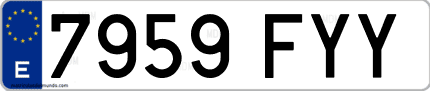 Ejemplo de matrícula de coche ordinaria 7959 FYY