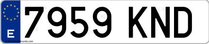 Ejemplo de matrícula de coche ordinaria 7959 KND
