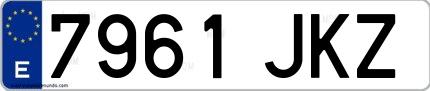 Ejemplo de matrícula española 7961 JKZ