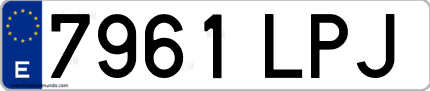 Ejemplo de matrícula de coche ordinaria 7961 LPJ
