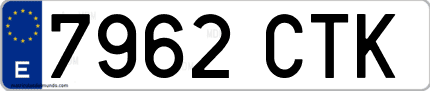 Ejemplo de matrícula de coche ordinaria 7962 CTK