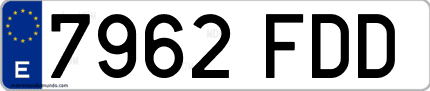 Ejemplo de matrícula de coche ordinaria 7962 FDD