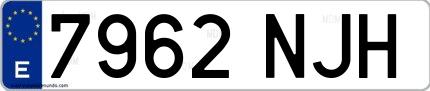 Ejemplo de matrícula española 7962 NJH