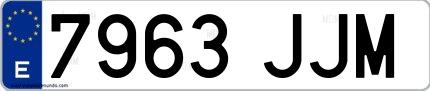 Ejemplo de matrícula española 7963 JJM
