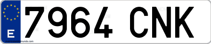 Ejemplo de matrícula de coche ordinaria 7964 CNK