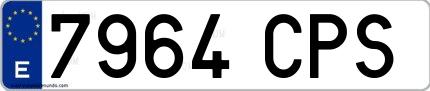 Ejemplo de matrícula española 7964 CPS