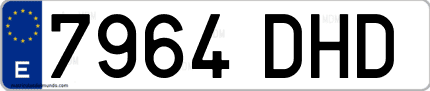 Ejemplo de matrícula de coche ordinaria 7964 DHD