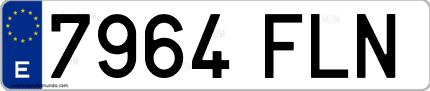 Ejemplo de matrícula de coche ordinaria 7964 FLN