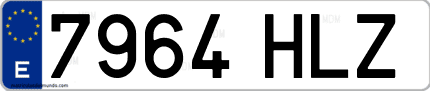 Ejemplo de matrícula de coche ordinaria 7964 HLZ
