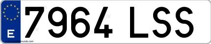 Ejemplo de matrícula española 7964 LSS
