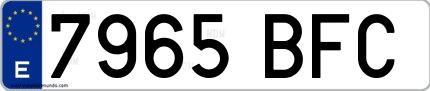 Ejemplo de matrícula española 7965 BFC