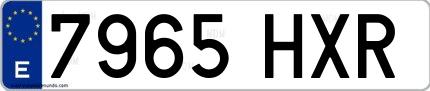 Ejemplo de matrícula española 7965 HXR