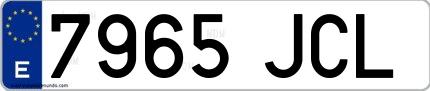 Ejemplo de matrícula española 7965 JCL