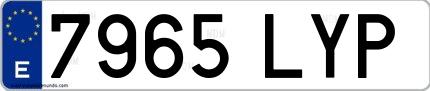Ejemplo de matrícula española 7965 LYP