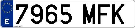 Ejemplo de matrícula española 7965 MFK