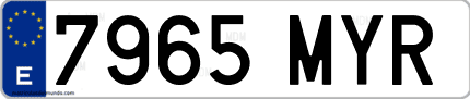 Ejemplo de matrícula de coche ordinaria 7965 MYR