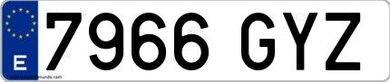 Ejemplo de matrícula española 7966 GYZ