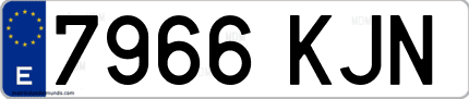 Ejemplo de matrícula de coche ordinaria 7966 KJN