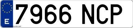 Ejemplo de matrícula española 7966 NCP