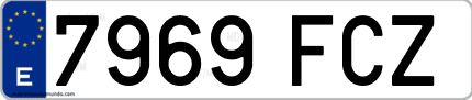 Ejemplo de matrícula de coche ordinaria 7969 FCZ