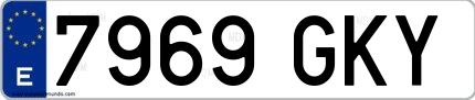 Ejemplo de matrícula española 7969 GKY