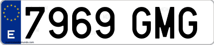 Ejemplo de matrícula de coche ordinaria 7969 GMG