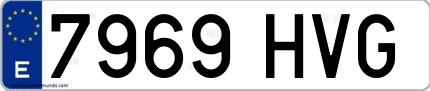 Ejemplo de matrícula española 7969 HVG