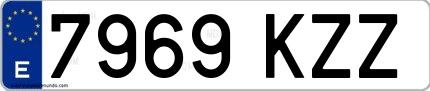 Ejemplo de matrícula española 7969 KZZ