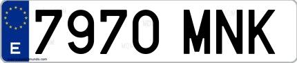 Ejemplo de matrícula española 7970 MNK