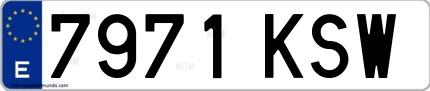Ejemplo de matrícula española 7971 KSW